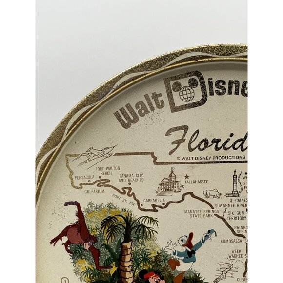 Vintage Disney World Metal tin serving tray 11" Florida Walt Disney Productions - Picture 3 of 11